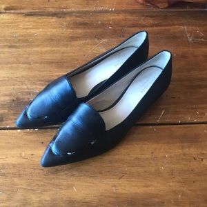 Cole Haan 'Leah' Point Toe Low Heel Ballet Flat Loafers Black Leather Sz 8.5